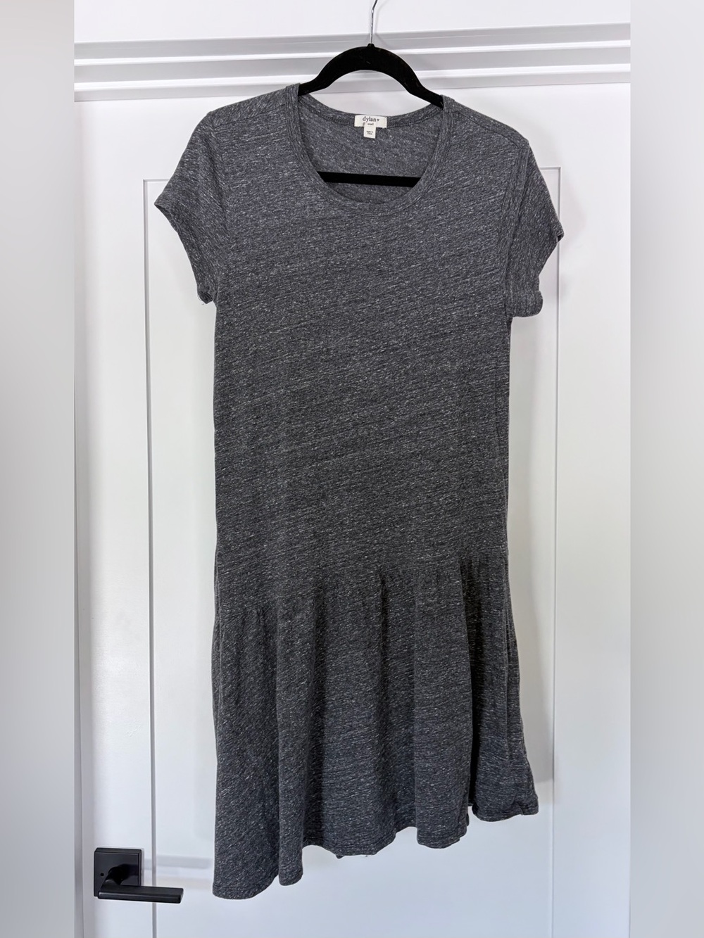 Dylan asymmetrical skater dress heather gray short sleeve t-shirt scoop neck